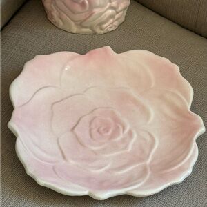 Vintage Porcelain Light Pink Rose Plate 8 Inch (for Cake, desert Or decor)